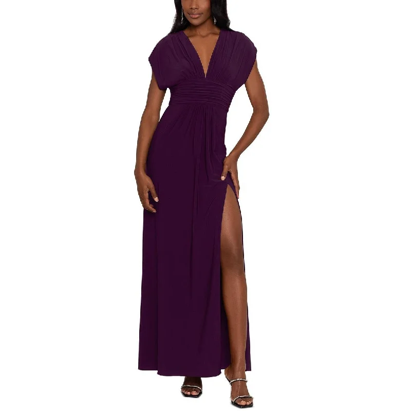 Vibrant Femme Fashion Betsy & Adam Womens Leg Slit Long Maxi Dress