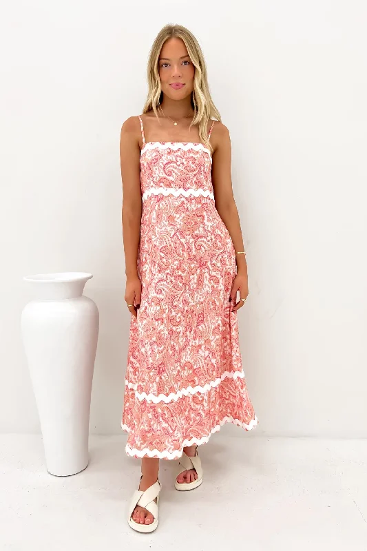 Current Trends Naeva Midi Dress Pink Paisley