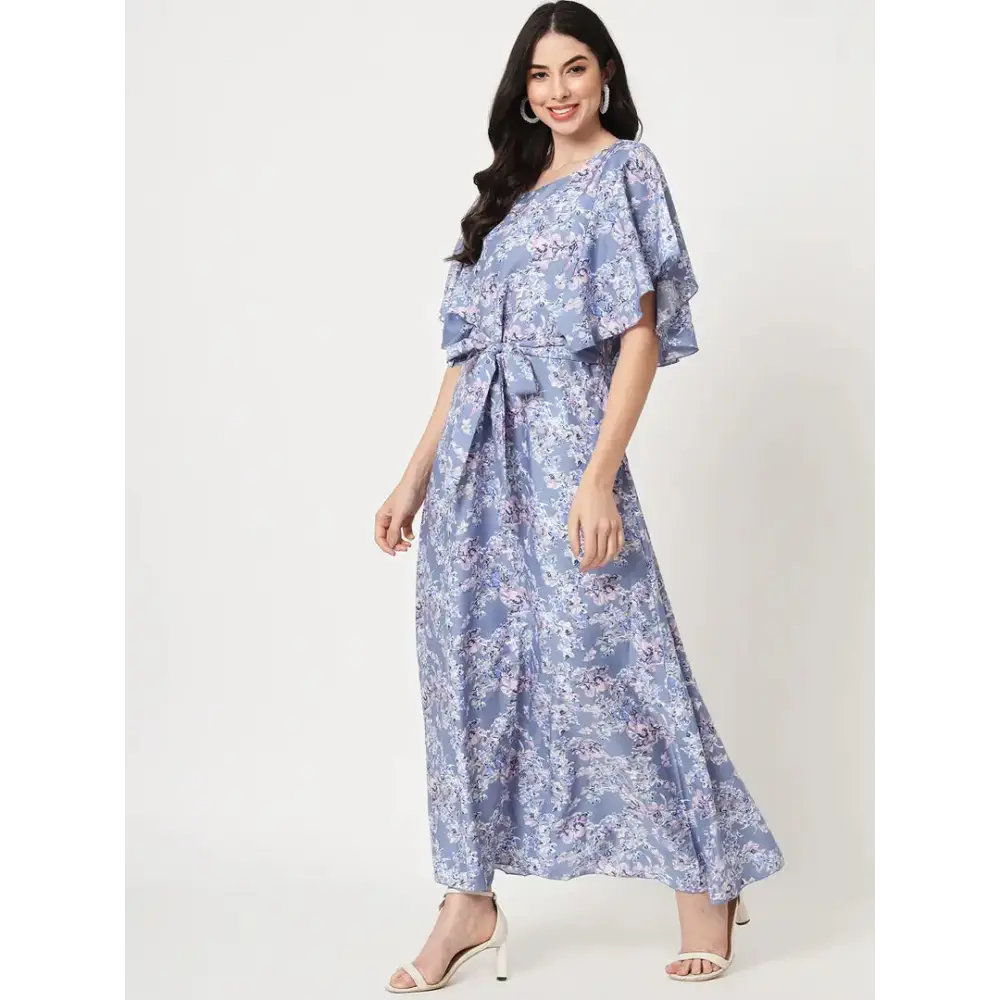 Special Occasion Wear Women Multi Color Floral Print A line Casual Long Maxi Dress