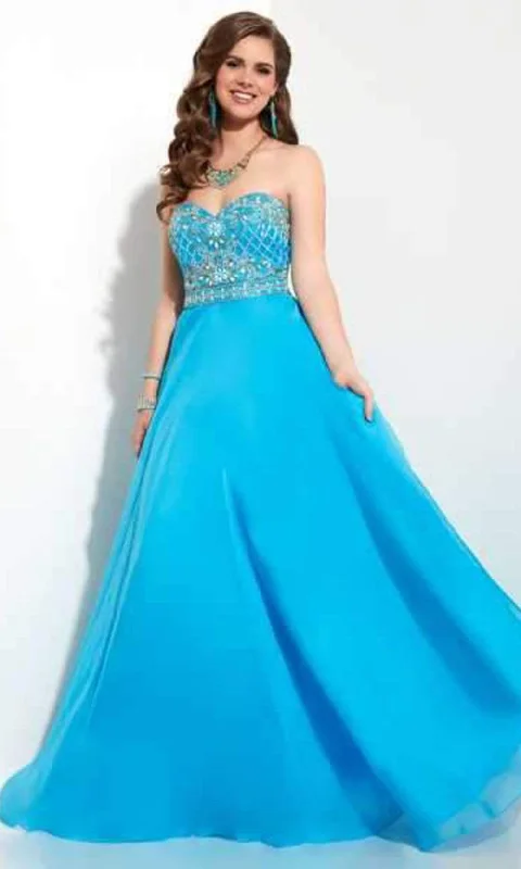 Fashion Forward Femme Studio 17 - Strapless Low Open Back Embellished Gown 12610 - 1 pc Turquoise In Size 12 Available