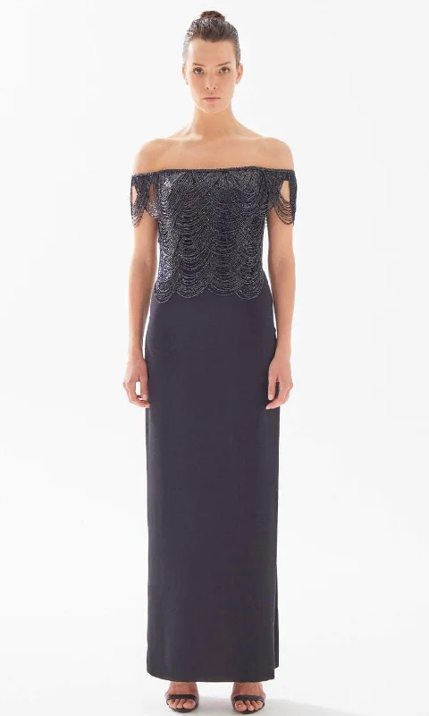 Exclusive Discount Tarik Ediz 98335 - Scallop Beaded Fringe Evening Gown