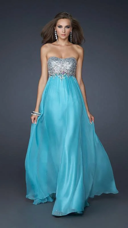 Elegant Simplicity Wardrobe La Femme Strapless Cyrstal Embellished Evening Gown