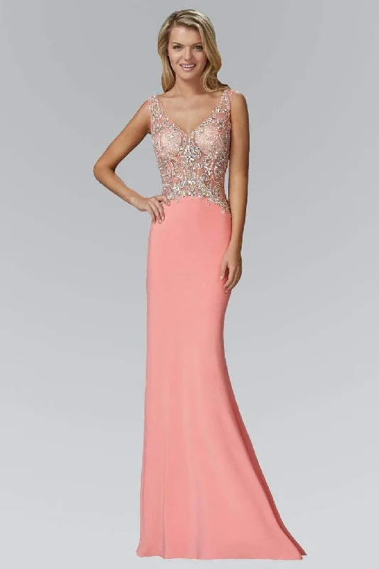 Women's Online Boutique Elizabeth K - GL2128 Jewel Embellished V-Neck Gown