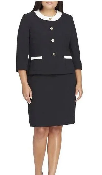 Mega Sale Tahari Long Sleeve Crepe Twill Skirt Set Plus Size Suit