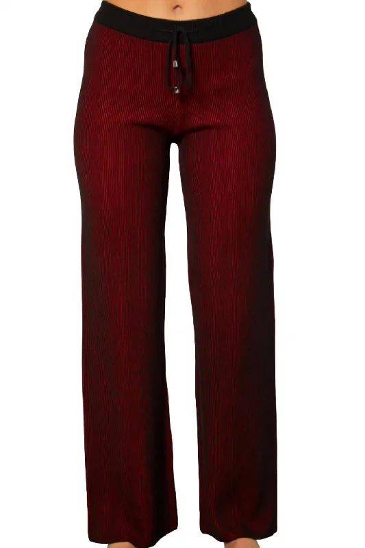 Street Style Fashion Two Toned Ribbed Pant In Rouge