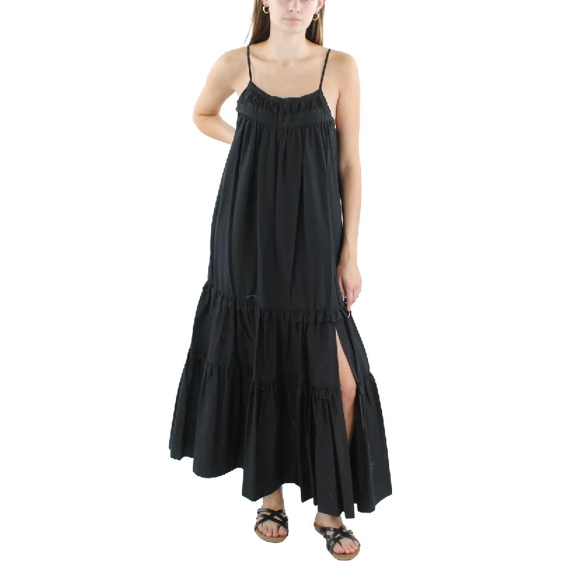 Vibrant Styles Black Halo Womens Full Length Tiered Maxi Dress