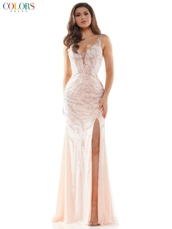 Versatile Outfits Colors 2651 Colors Long Sleeveless Fitted Prom Dress