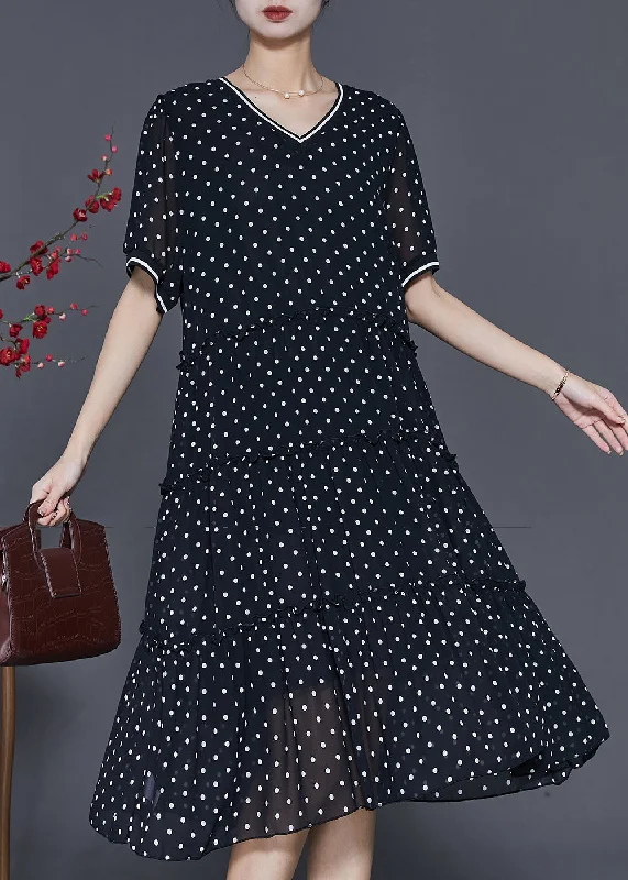 Your Dream Wardrobe At Dream Prices Beautiful Black Ruffled Exra Large Hem Chiffon Dresses Summer