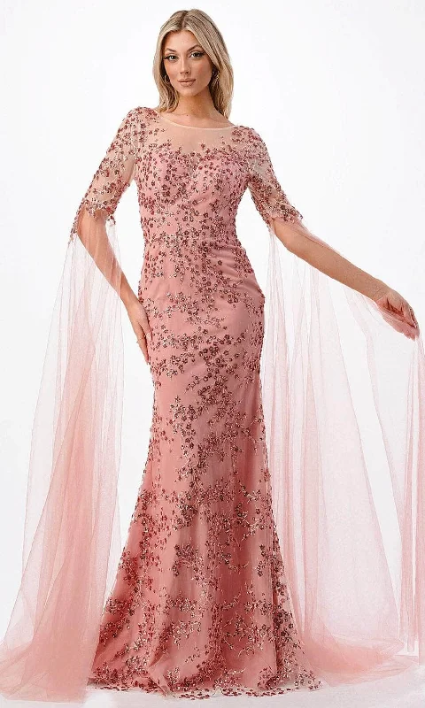 Catch Every Fashion Trend Trevi Collection P2221 - Cape Sleeve Mermaid Evening Gown