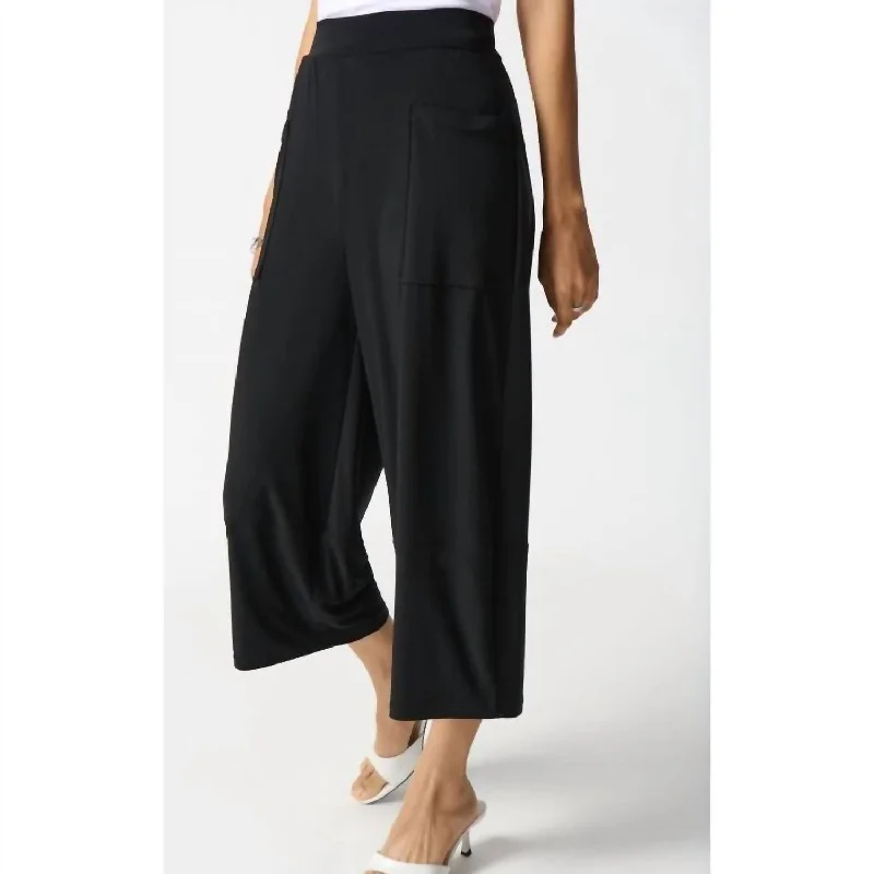 Seasonal Clearance Silky Knit Culotte With Soft Contour Waistband Pants In Black