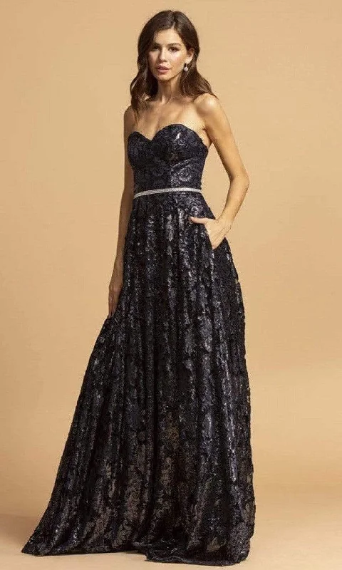 Clothing Brands Trevi Collection - D321 Strapless Jacquard Sweetheart Gown