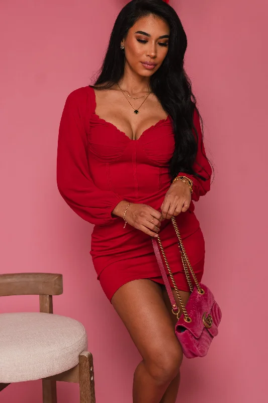 Trendy Aesthetics Juliet Off Shoulder Mini Dress (Red)