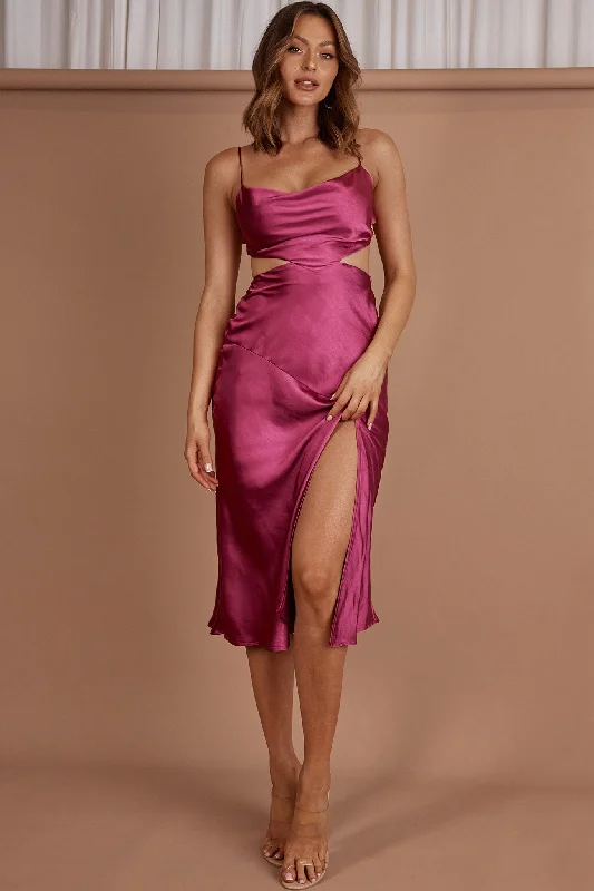 End Of Season Sale Midnight Muse Strappy Back Midi Dress Fuchsia