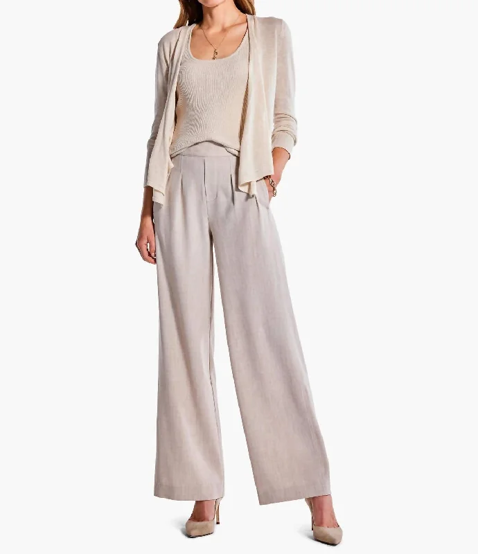 High End Designer Brands Discount Bi-Stretch Twill Wide Leg Pant In Biscotti Heather