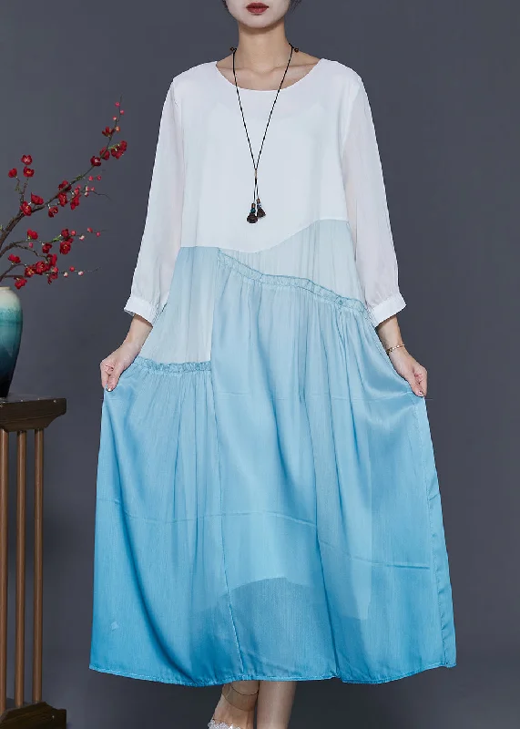 Style Versatile Women's Collection Classy Gradient Color Ruffled Patchwork Holiday Dress Summer Style Versatile Women's Collection Classy Gradient Color Ruffled Patchwork Holiday Dress Summer