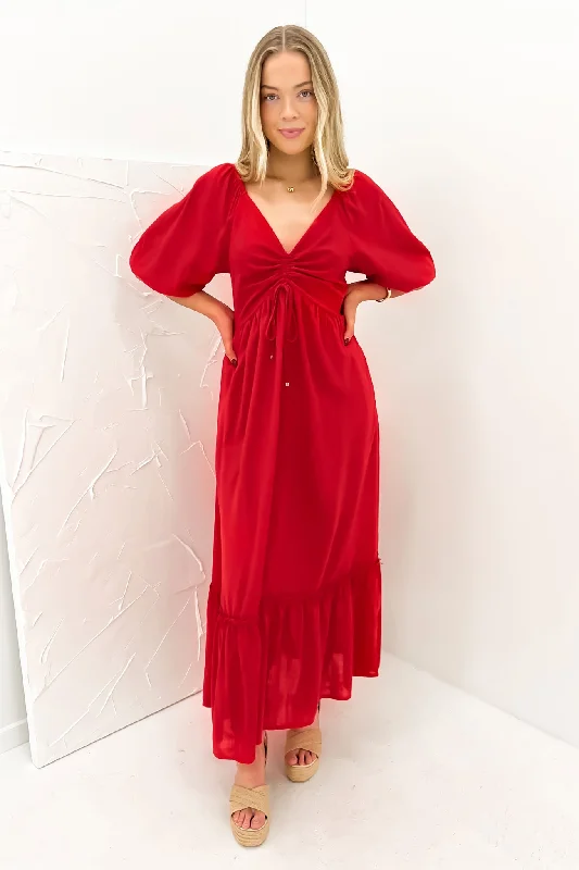 Boutique Styles Tayten Maxi Dress Red