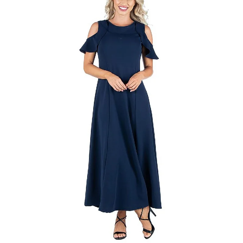 Stylish Women's Apparel 24seven Comfort Apparel Womens Cold Shoulder Long Maxi Dress