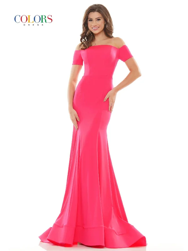 Exclusive Online Sale Colors 2674 Colors Long Off Shoulder Fitted Prom Dress