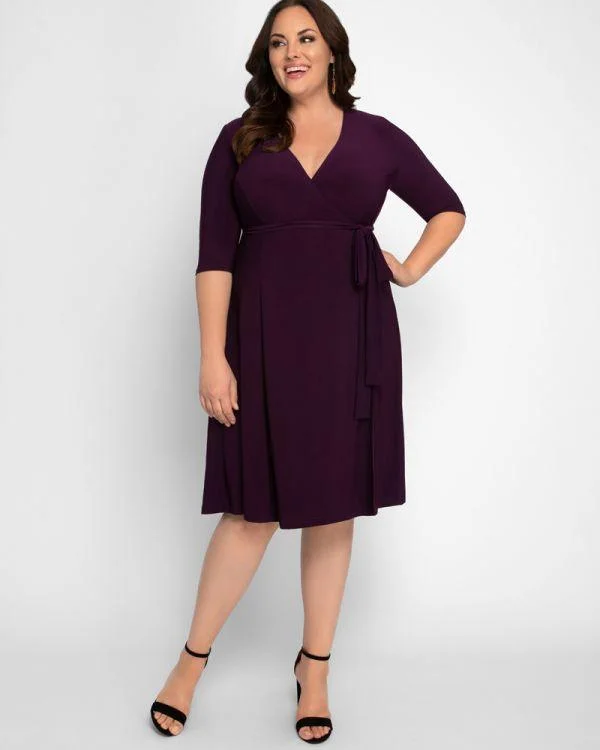 Chic & Cozy Apparel Kiyonna Essential Wrap Short Dress Sale