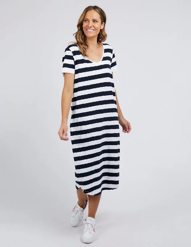 Chic Style, Always In Vogue Elm Maeve Midi Dress Navy Stripe