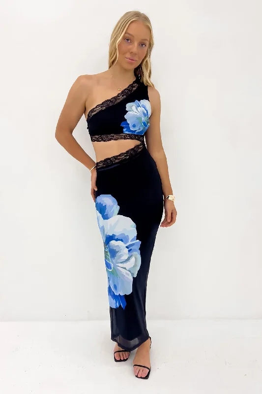 Limited Time Deal Ashlyn Maxi Dress Black Blue