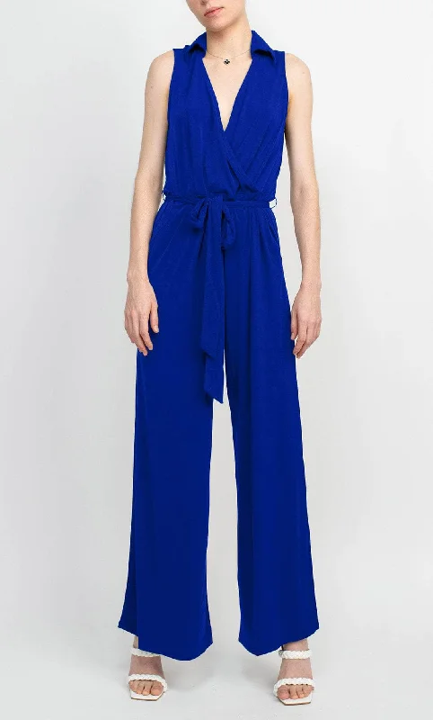 Online Impressions Boutique Nina Leonard L11770 - Collared V-neck Jumpsuit