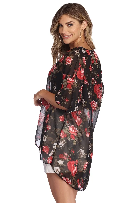 Earthy Tones Fresh Breeze Floral Kimono