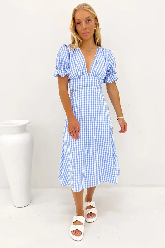 Sophisticated Fashion Aspyn Midi Dress Blue Gingham