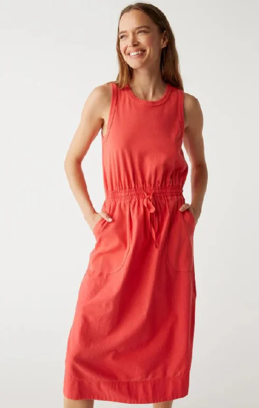 Mega Sale Wilhelmina Mixed Fabric Midi Dress