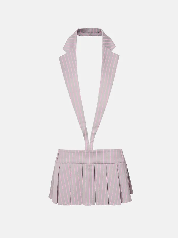 Flash Sale, Don't Miss Skye Mini Dress Grey/Pink Pinstripe