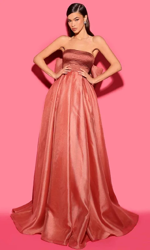 Exclusive Online Sale Tarik Ediz 53156 - Strapless Ruched Detailed Prom Gown