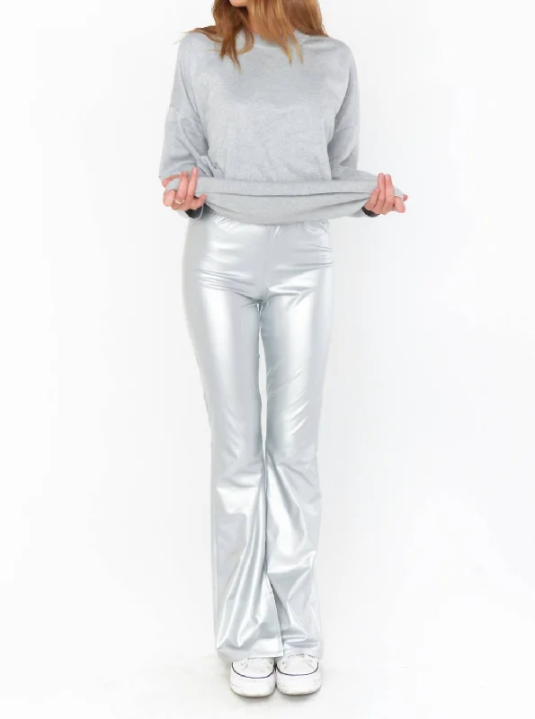 Casual Wear Nashville Pull On Flare Pant In Silver