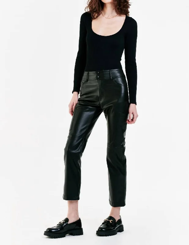 Ride The Style Wave Brooklyn High Rise Slim Straight Pants In Black