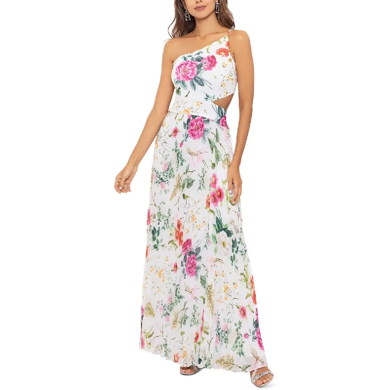 Evening Elegance Betsy & Adam Womens Chiffon Cut-Out Maxi Dress