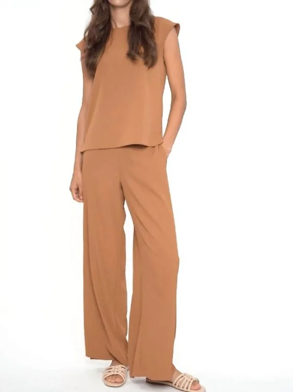 Versatile Wardrobe Essentials Wide Leg Vegan Silk Pant In Mocha