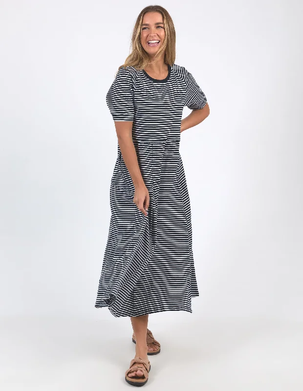 Season Offer Elm York Midi Dress Stripe Navy/White Stripe