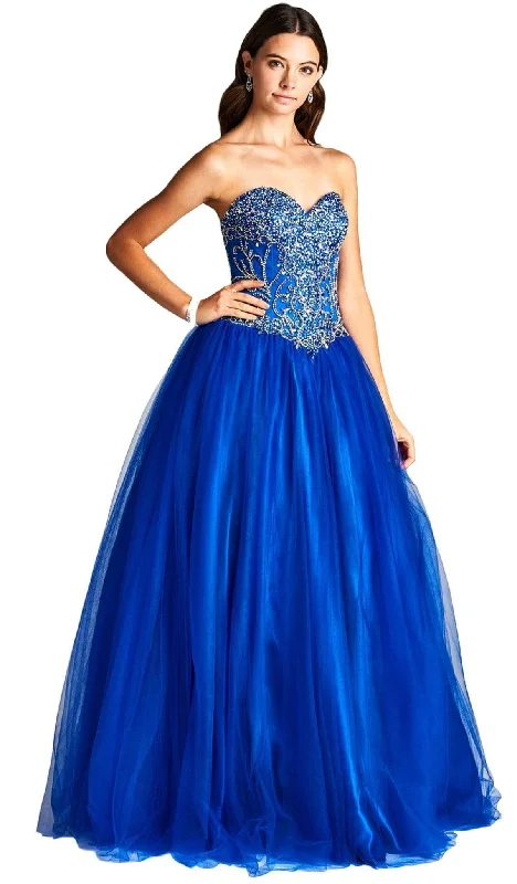 Chic Style Trevi Collection - Bejeweled Strapless Sweetheart Evening Ballgown