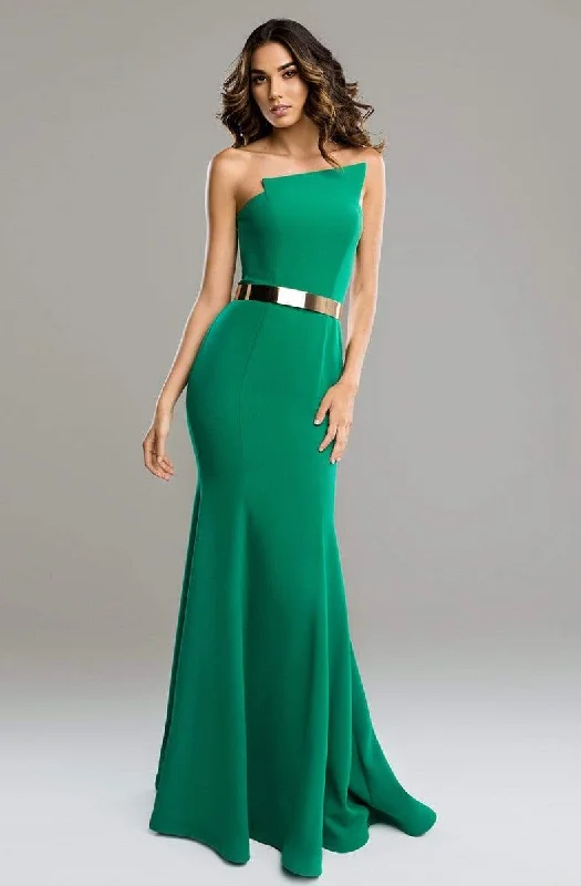 Relaxed Style Nicole Bakti - 489 Strapless Asymmetric Neckline Mermaid Gown