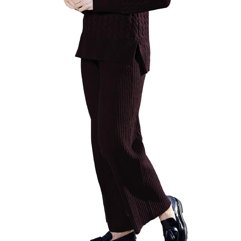 Chic Style, Always In Vogue Pull On Rib Sweater Pant In Garnet