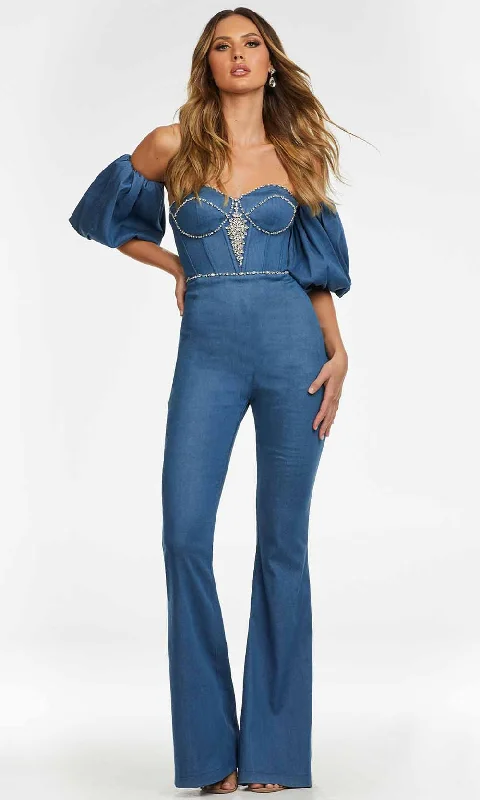 Style Revolution Ashley Lauren - 11124 Strapless Denim Jumpsuit