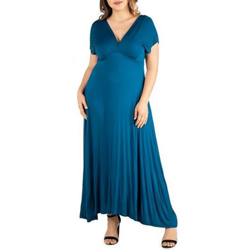 Seasonal Clearance 24seven Comfort Apparel Womens Plus Knit Surplice Maxi Dress