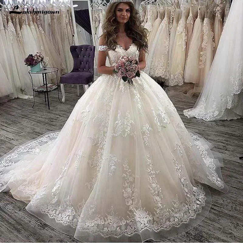 Exclusive Discount Roycebridal V-Neck Off the shoulders Floor-Length Ball gown Wedding Dresses