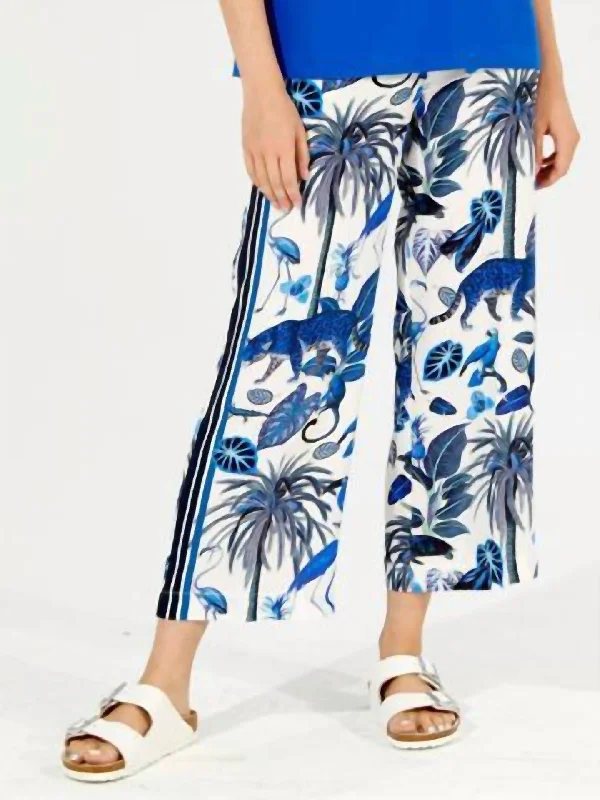 Stylish Looks Sandra Trousers In Deep Blue Jungle