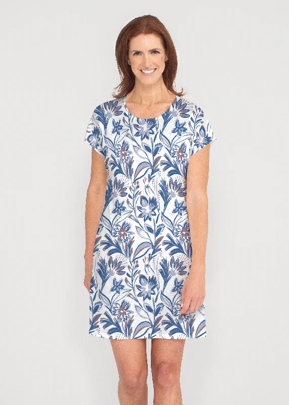 Trendy Outfits For Ladies Floral Buds (8015) ~ French Terry Short Sleeve Crew Dress