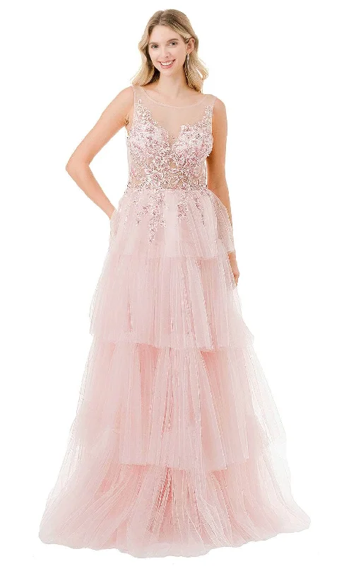 Trendy Street Style Attire Trevi Collection L2856A - Embroidered Illusion Prom Gown