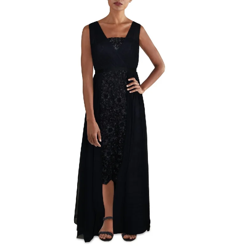 Summer Sale Aidan Mattox Womens Lace Front Embroidered Midi Dress