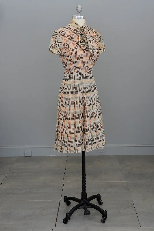 Chic And Affordable Fashion – Shop Now And Save 1970s does 1950s Geometric Retro Print Shirtwaist Dress