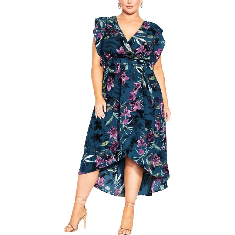 End of Season Sale City Chic Womens Plus Maxi Nicole Printed Long Maxi Dress