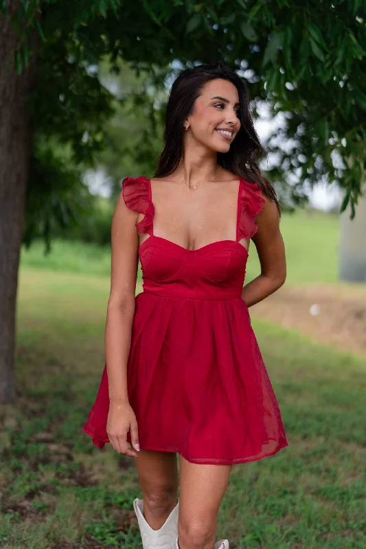 Season Appropriate Women's Collection Cutie Bustier Mini Dress (Red)