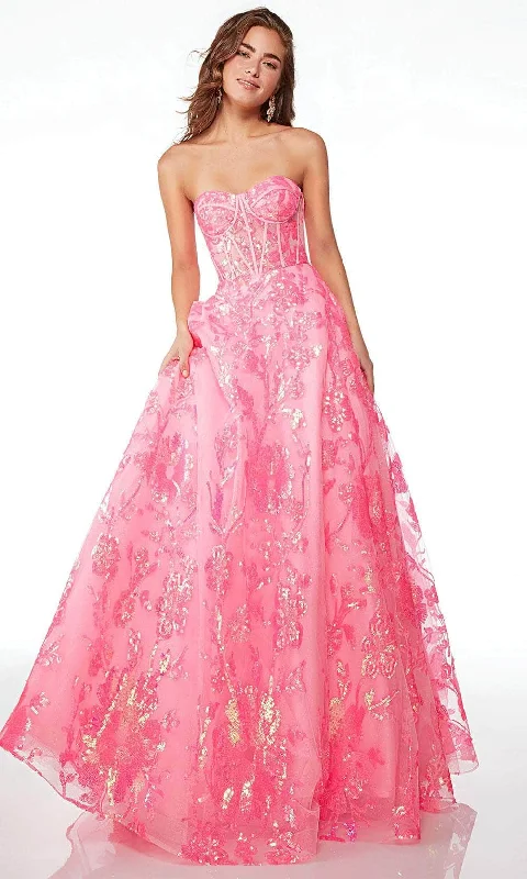 Preppy Style Alyce Paris 61515 - Lace-Up Back Strapless Prom Gown